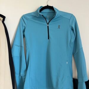 On Running Women's Aqua Blue Quarter-Zip Performance Top